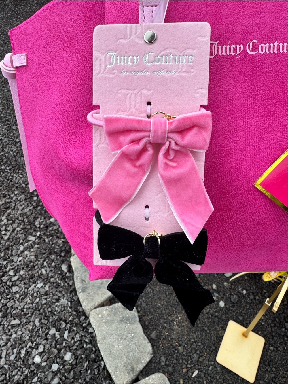 Juicy Couture NWT Hot Pink Tote Bag, Juicy Couture bow & Matching Umbrella Set - Picture 9 of 11